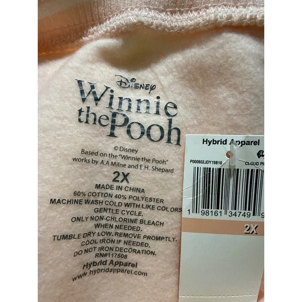 Disney Winnie the Pooh Botanical‎ Sweatshirt Peach Fleece Pullover 2X NEW - Picture 13 of 13